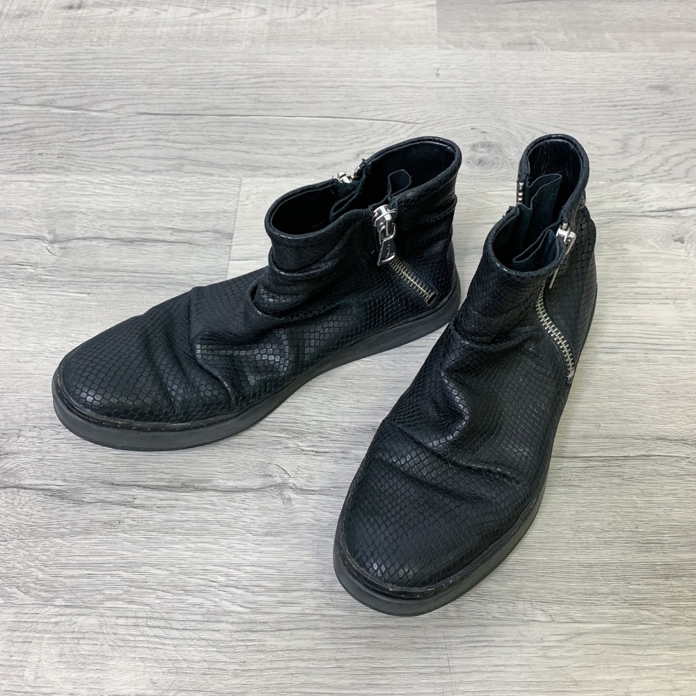 Mac Snake-Embossed Leather Double-Zip Boot